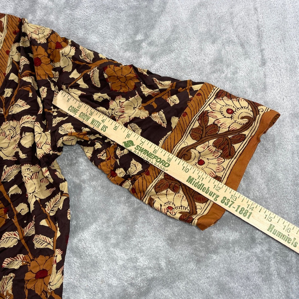 Soft Surroundings Kimono Women L Brown Floral Rayon Open Front Cardigan 29124 - Picture 3 of 9